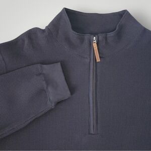 Woolrich Woolen Mills Mens XLT Quarter-Zip Pullover 100% Cotton Navy‎ Sweatshirt